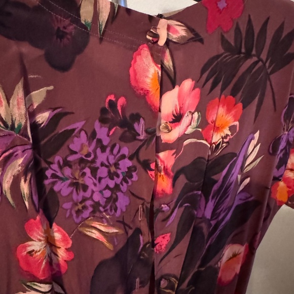 Vintage 90s Silk Dress Sz 6 Small Medium Hibiscus Floral Print Sarong Tropical - Picture 5 of 8